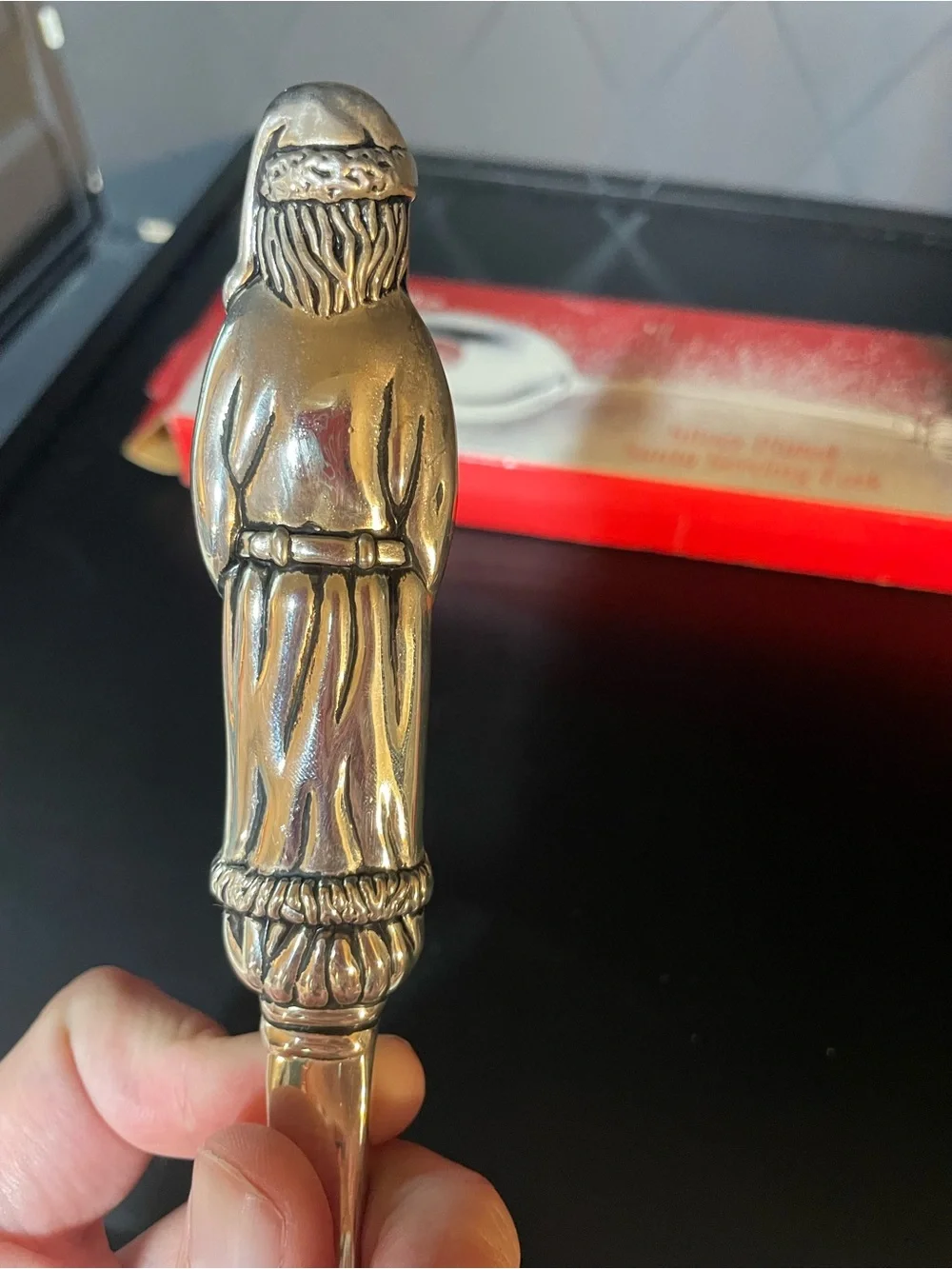 Silver-Plated Holiday Serving Fork with Ornate Handle